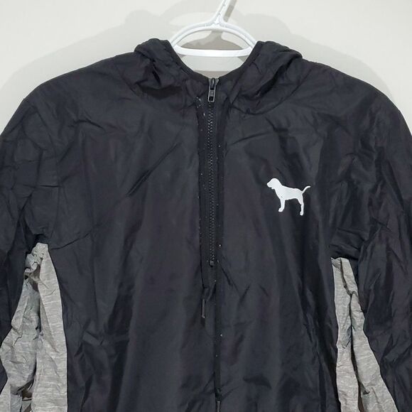PINK VS Sm Blk & Gry Windbrkr Jacket - Picture 2 of 6